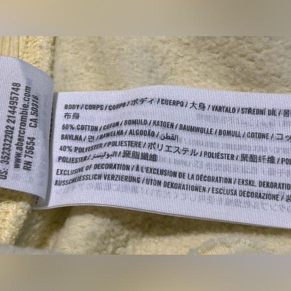 Hollister yellow Croptop Sweatshirt women’s S Spellout on sleeves pullover Boho - Picture 7 of 12